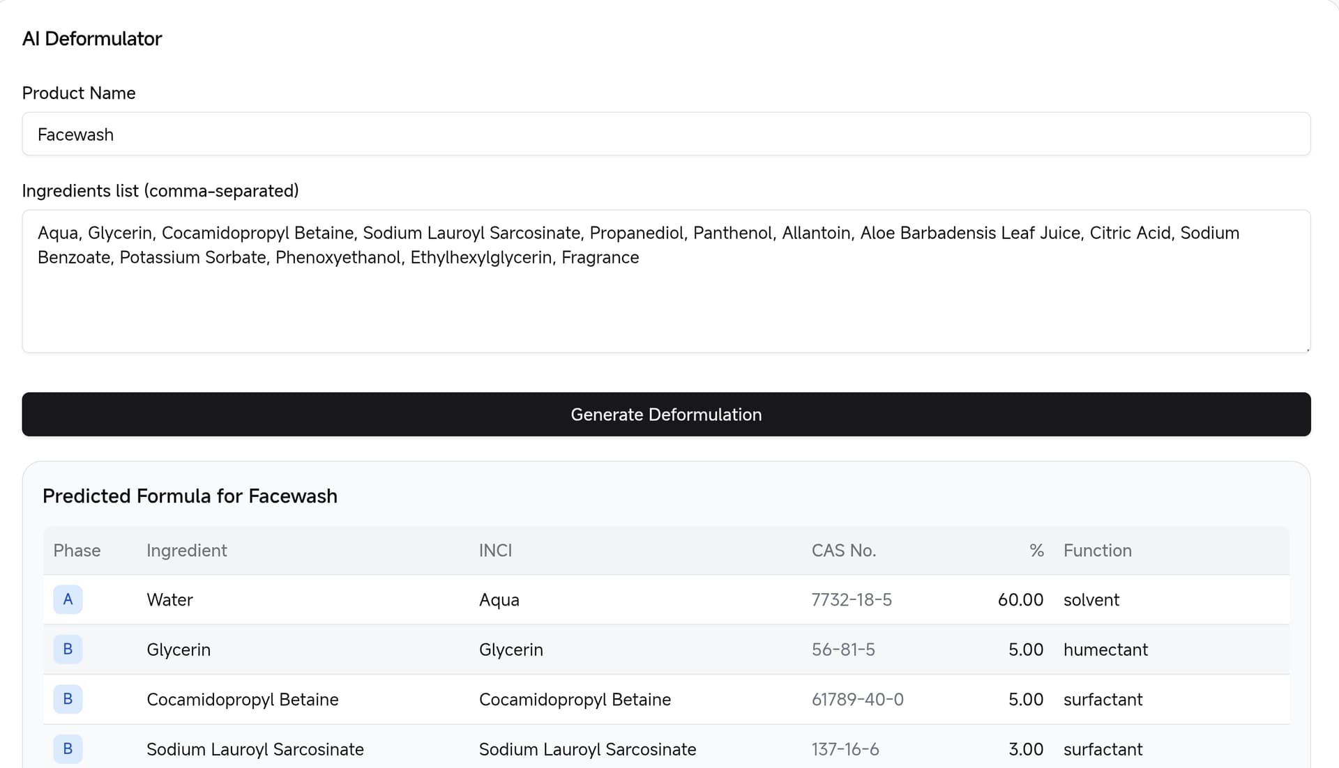 AI Deformulator AI Deformulator - reverse formulation analysis