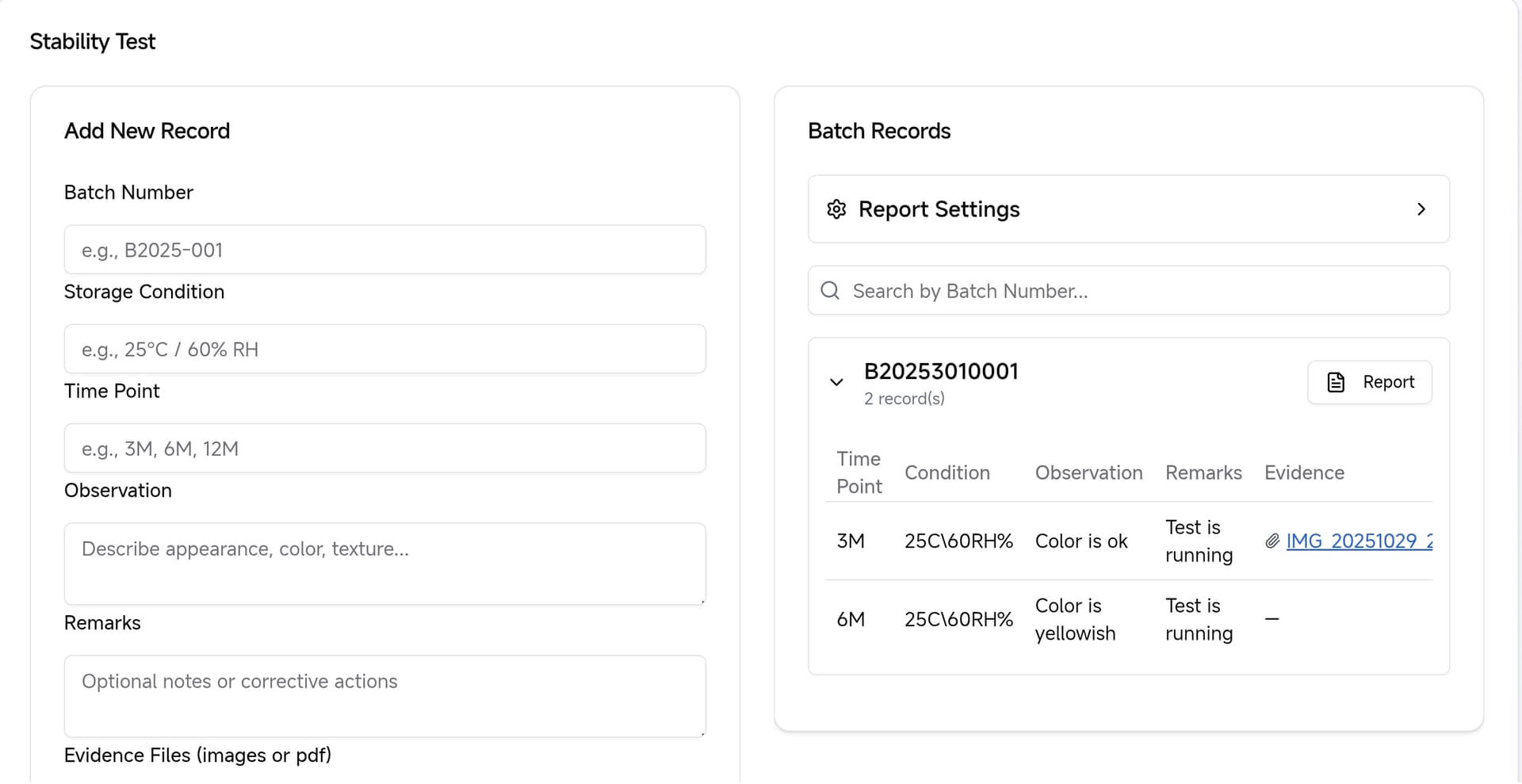 Stability Test & Reports Cosmetic stability testing and reporting tool